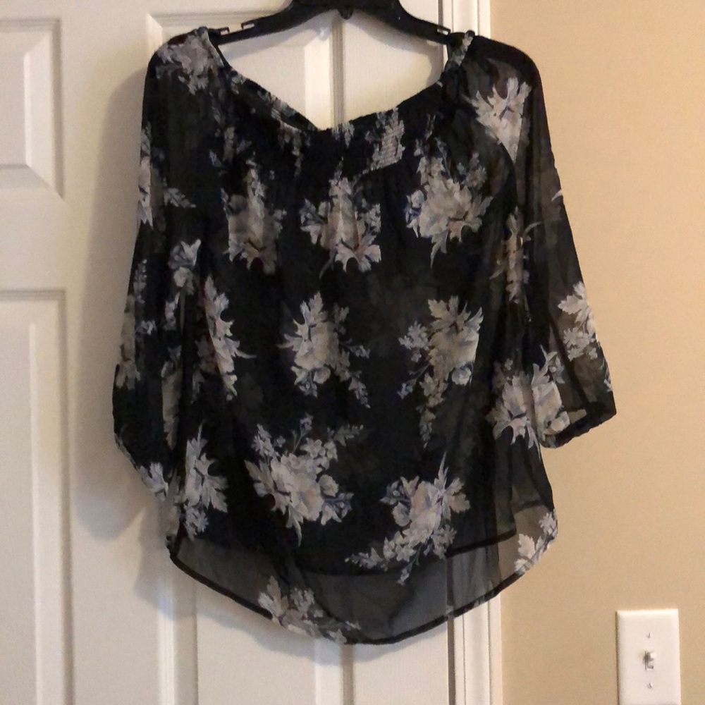 Never worn! Shoulder blouse with flowers